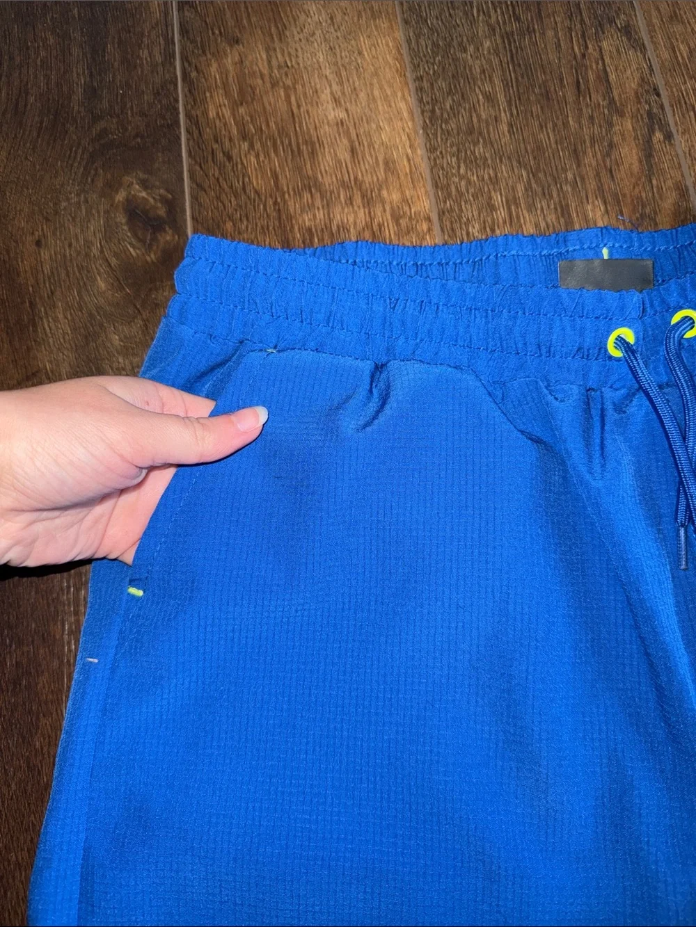 Eddie Bauer Blue Athletic Shorts with Lime Mesh Lining